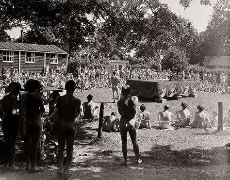 nude mom and daughter|Family beauty contest at a nudist camp , 1965